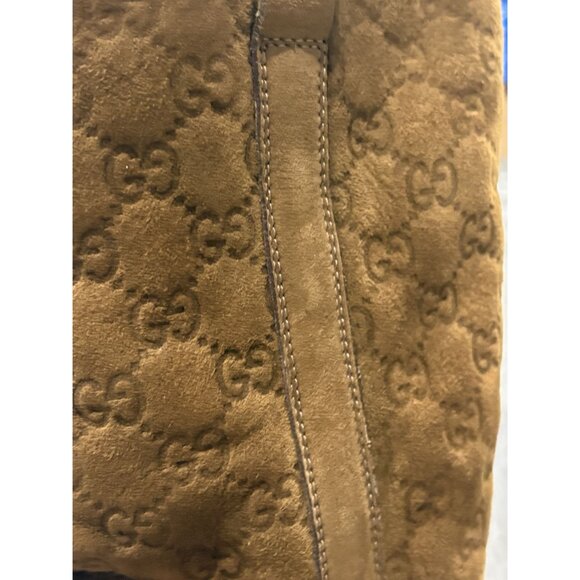 Gucci Suede Monogram Shearling Boots in Brown with Dustbag - Picture 6 of 12